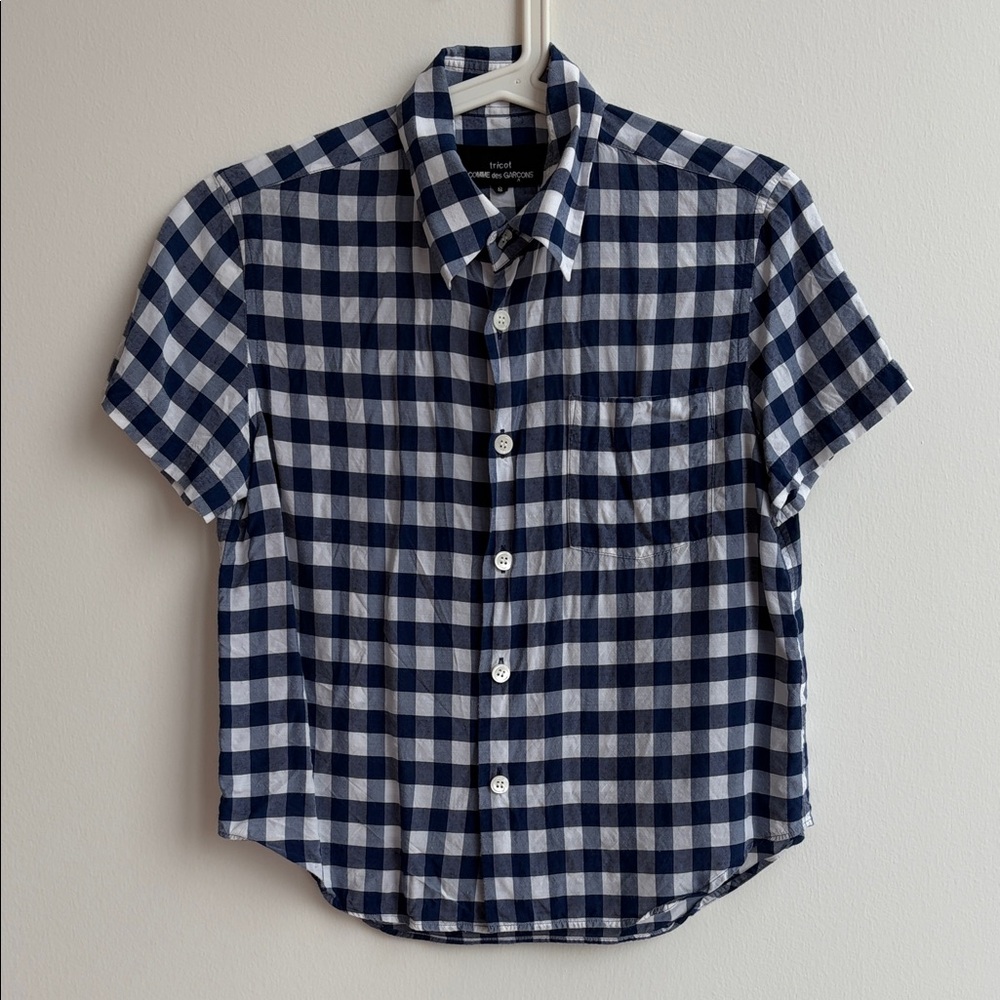 Comme des Garcons Navy and White Plaid Shirt